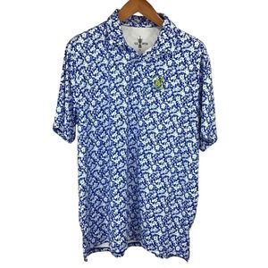 US Open Official 122nd‎ US Open Golf Polo Shirt XL Blue Floral Logo Short Sleeve